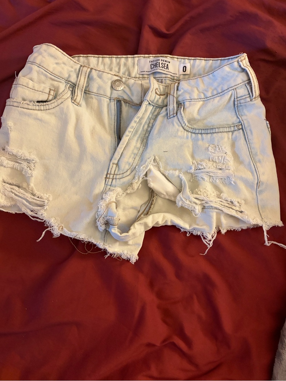 Chelsea Distressed White Denim Jean Shorts - Women's